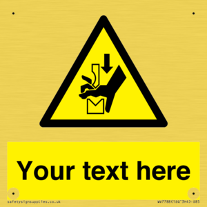 Custom warning hand crushing between press brake tool